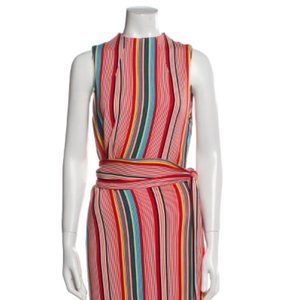 Alice + Olivia Delora Sleeveless Tie Waist Stripe Dress